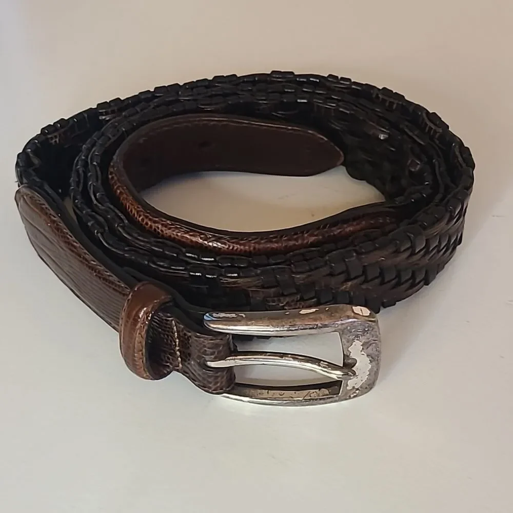 Brighton Dark Brown Braided Woven Leather Belt Men's Size 40